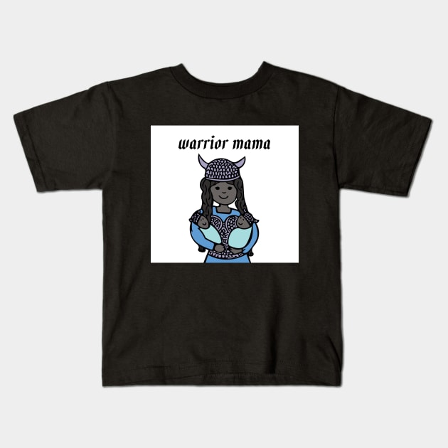 Warrior Mama - Valkyrie mom with twins Kids T-Shirt by bettyretro